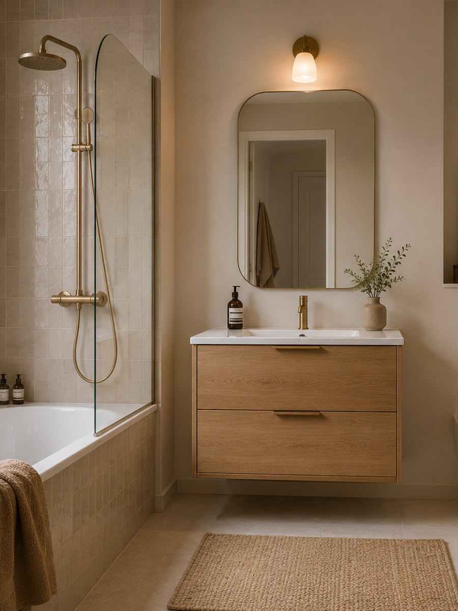 Salle de bain marbre blanc